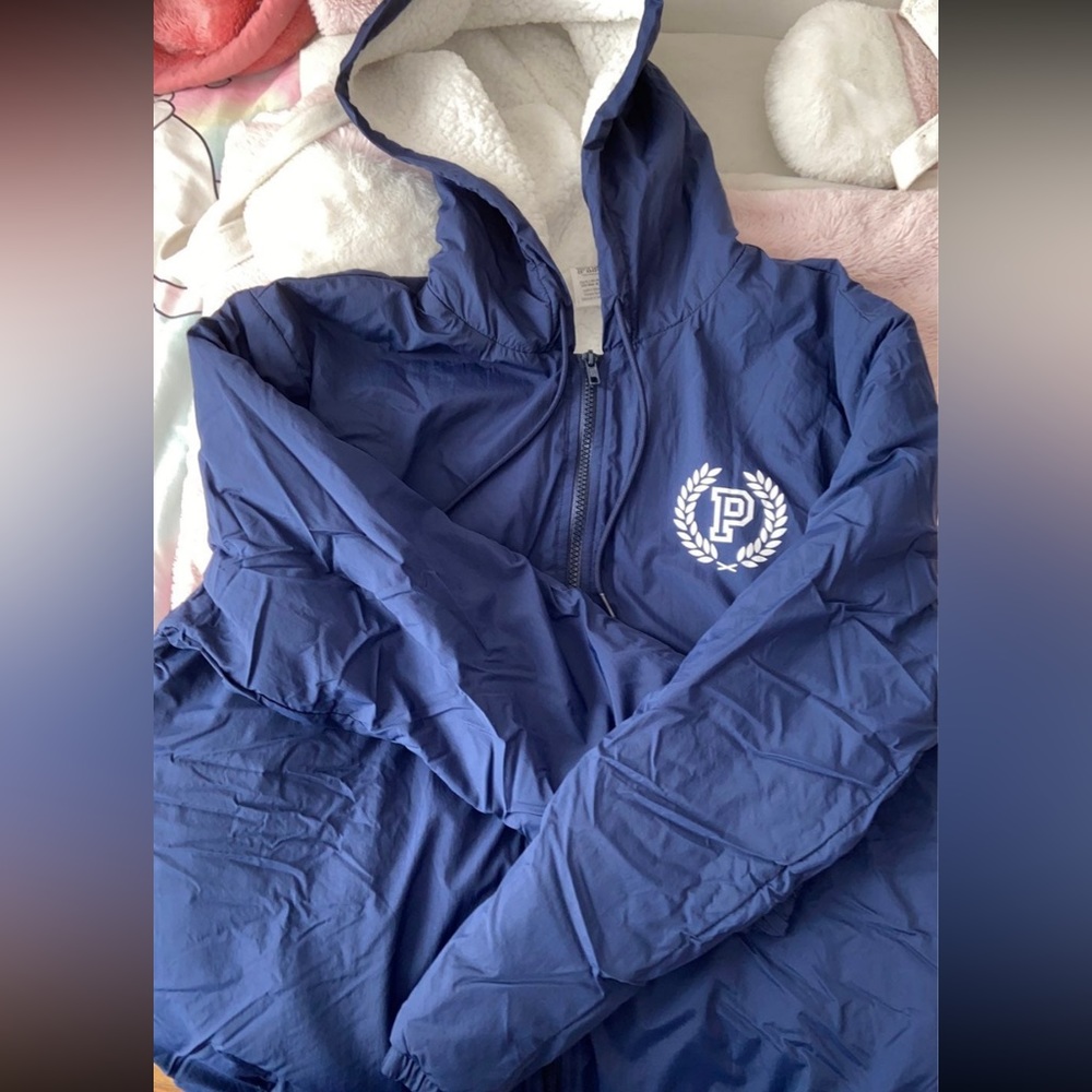 VS Pink Navy Blue Sherpa Lined Jacket - Picture 4 of 6